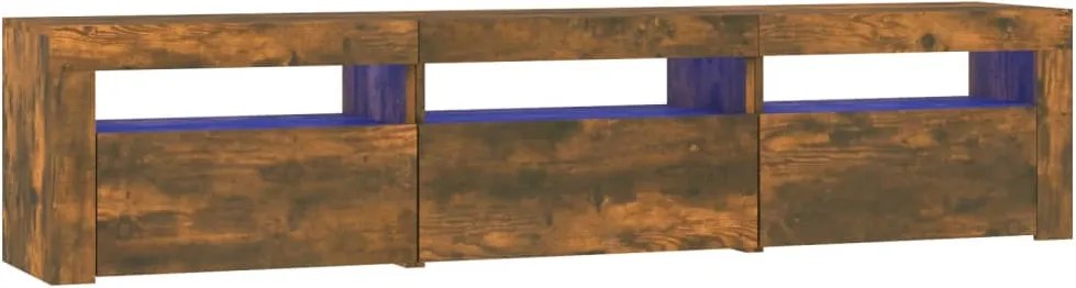 vidaXL Comodă TV cu lumini LED, stejar fumuriu, 180x35x40 cm