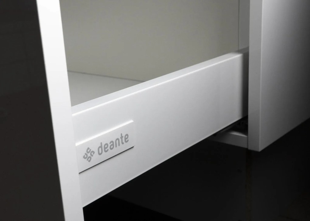Set mobilier baie suspendat 60 cm cu blat inclus, alb lucios, Deante Prizma Alb lucios