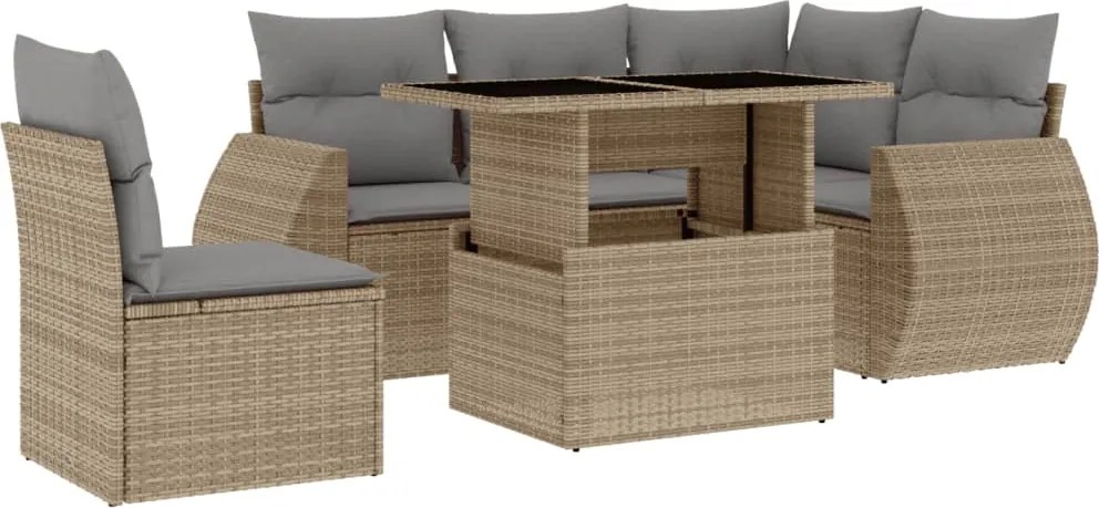 vidaXL Set canapele de grădină cu perne, 6 piese, bej, poliratan