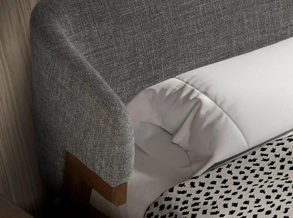 Pat dublu tapitat design LUX Grey-Walnut, 180x200cm