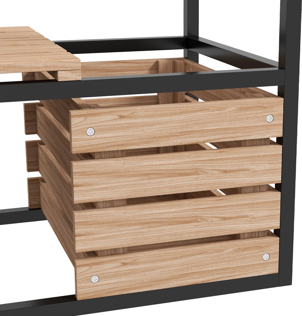 Outsunny Casetă de plantare, scară pentru flori, jardinieră înaltă, rezistentă la intemperii, 3 ghivece, 83 cm x 39 cm x 100 cm, natur + negru | Aosom Romania