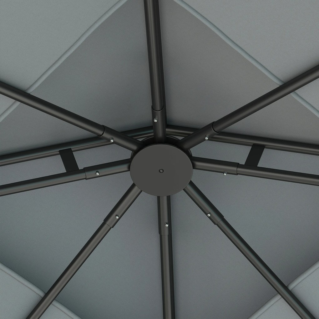 Outsunny Pavilion cu acoperiș dublu, 3x3 m, rezistent la apă, stabil, rezistent la iarnă, pavilion din metal, Gri închis | Aosom Romania