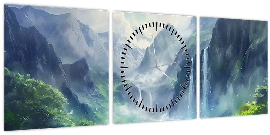 Tablou - Valea cascadelor (cu ceas) (90x30 cm)