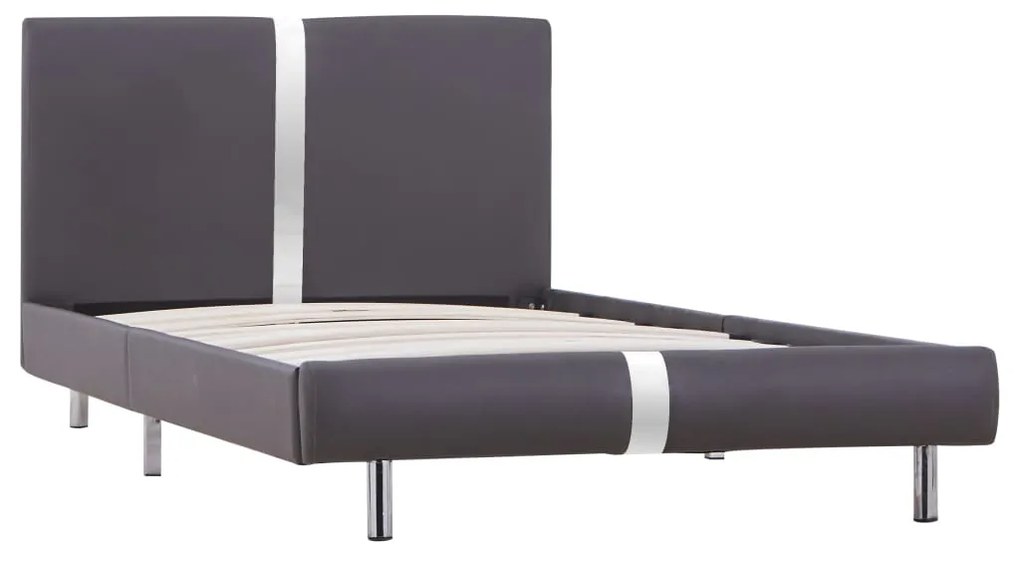 280836 vidaXL Cadru de pat, gri, 90 x 200 cm, piele ecologică