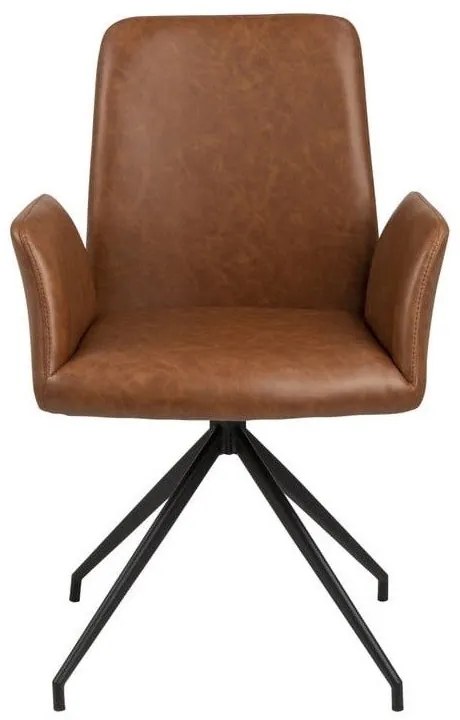 Scaun de sufragerie maro coniac cu cotiere tapițat Naya – Actona