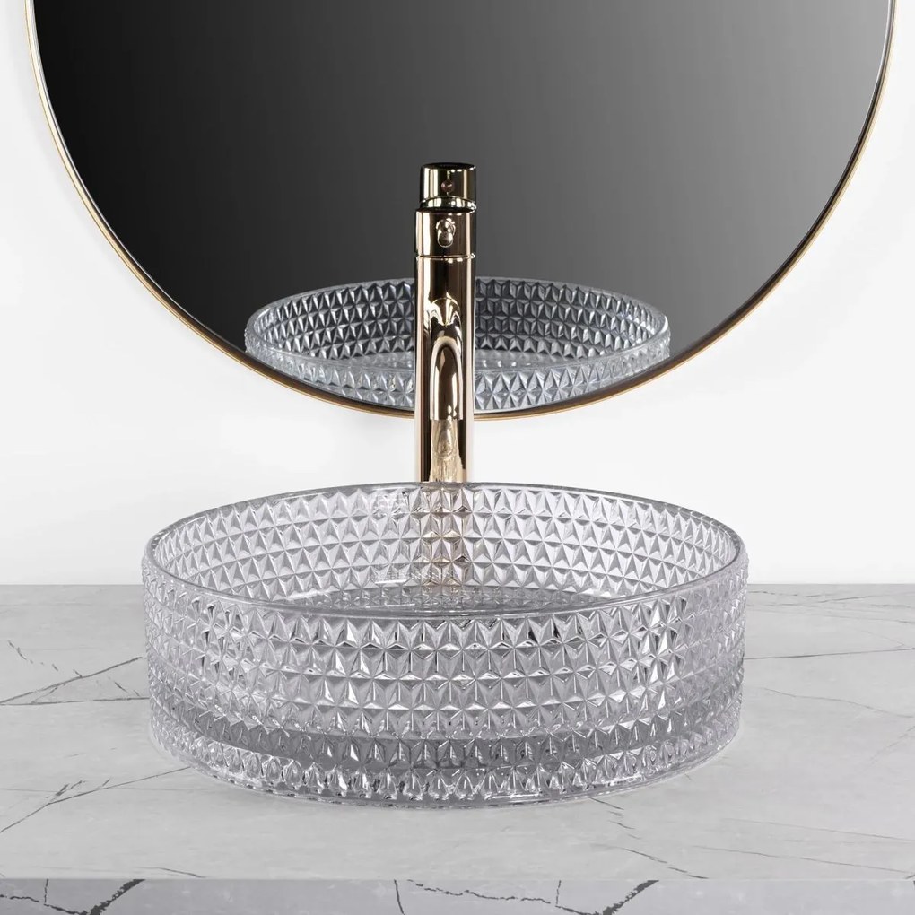 Rea Cristal lavoar 35.5x35.5 cm rotund de blat gri piatra REA-U9615