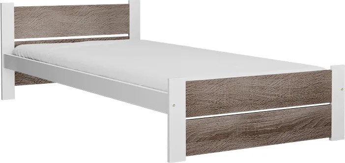 Pat de o persoana IKAROS DOUBLE 90 x 200 cm, alb/stejar trufa Saltele: Fara saltea, Somiera pat: Cu lamele curbate