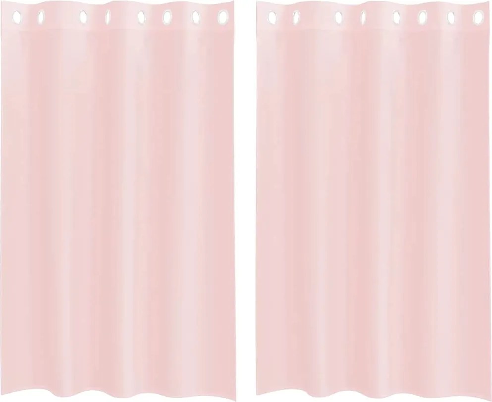 vidaXL Perdele Voile cu Oelii 2 buc Roz deschis 140x175 cm
