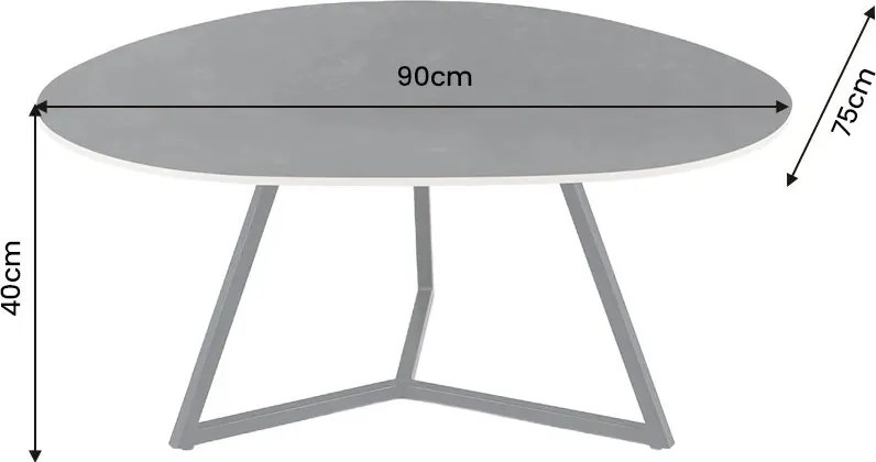 Masuta de cafea cu blat ceramic gri MARVELOUS 90cm