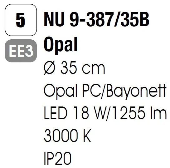 Plafoniera LED diametru 35cm, Nedo NU 9-387/35B opal OR