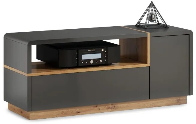 Mazzoni Set de mobilier FOLK Antracit (gri închis)/Stejar Artisan - MOBILIER MODERN PENTRU CAMERA DE ZI CU COMODĂ MIC TV