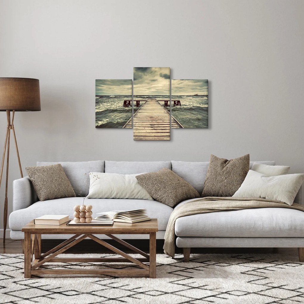 Tablou cu dig din lemn la mare (90x60 cm)