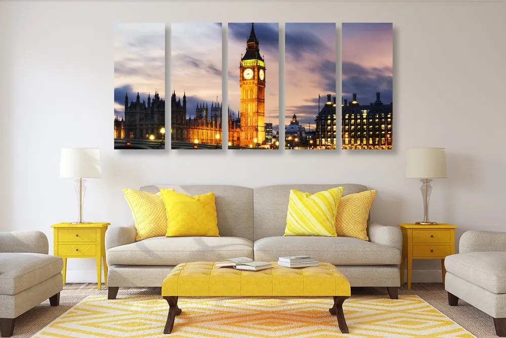 Tablou 5-piese Big Ben noaptea în Londra