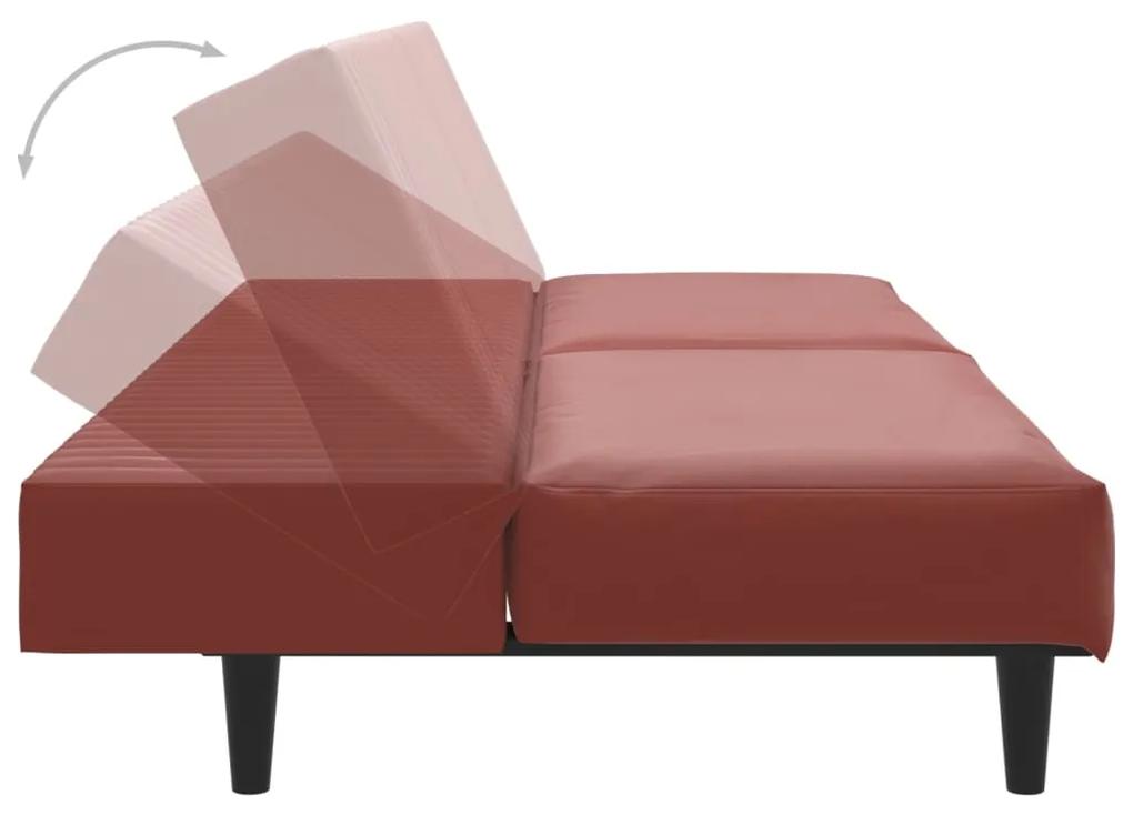 Canapea extensibila cu 2 locuri, rosu vin, piele ecologica Bordo, Fara scaunel pentru picioare Fara scaunel pentru picioare