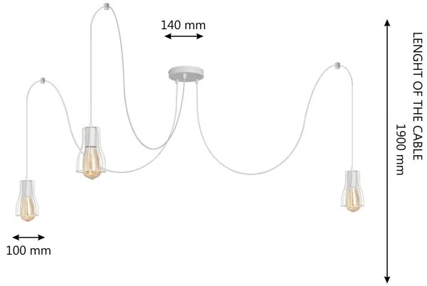 Lustră pe cablu TUBE 3xE27/15W/230V alb