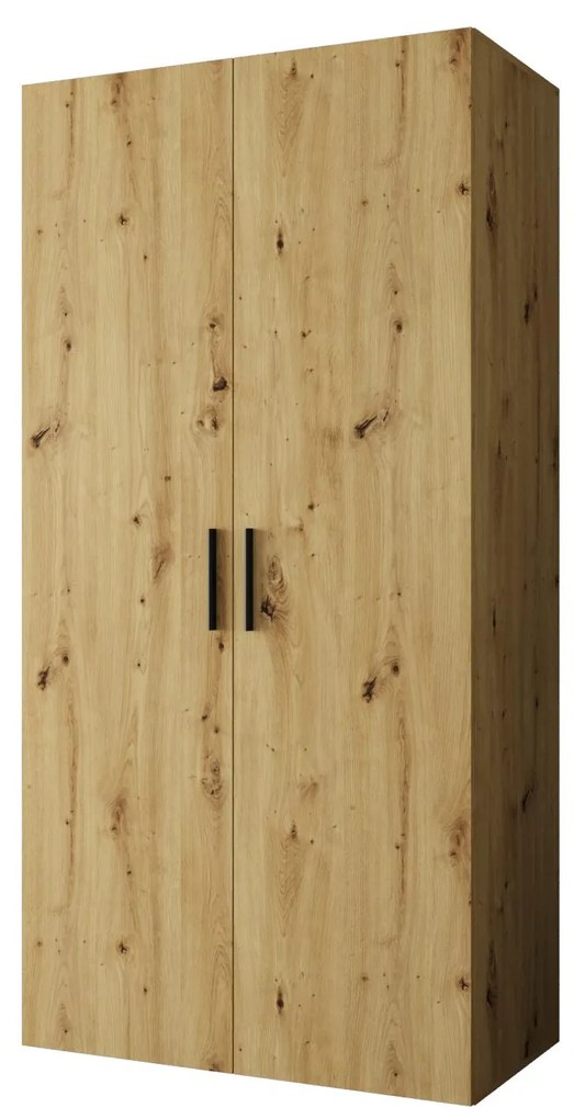 Dulap de haine 100 cm Borry 1 (Stejar artisan + Negru). 1125745