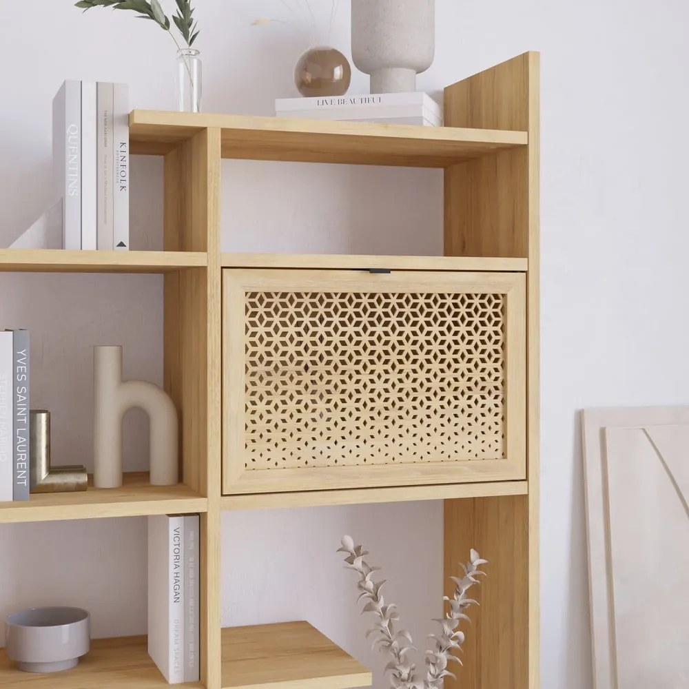 Bibliotecă în culoare naturală cu aspect de lemn de stejar 95x170 cm Ecrin – Marckeric