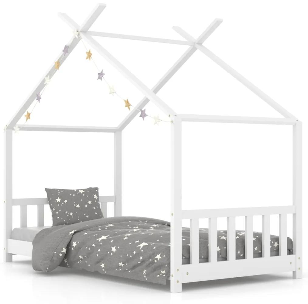 283368 vidaXL Cadru de pat de copii, alb, 80 x 160 cm, lemn masiv de pin