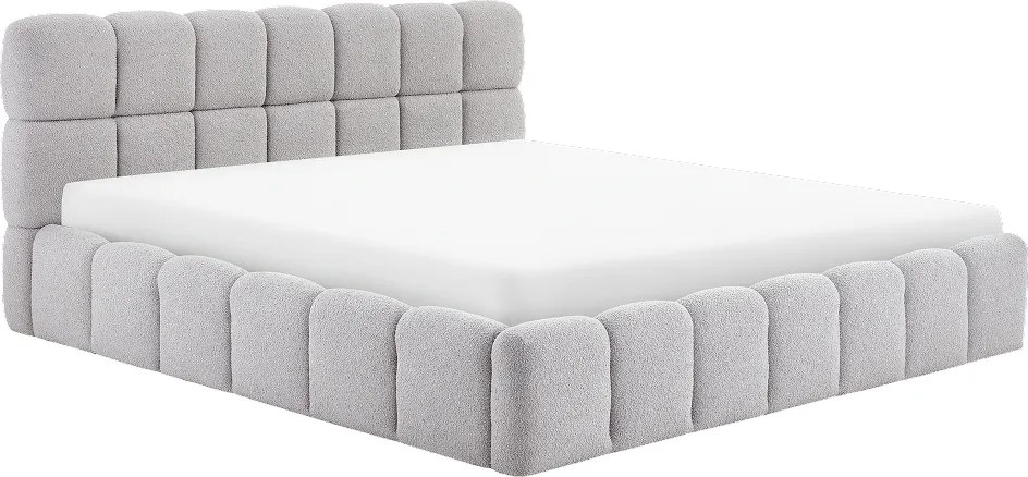Pat cu somieră metalică şi spaţiu de depozitare, 200x200, gri, SORELA