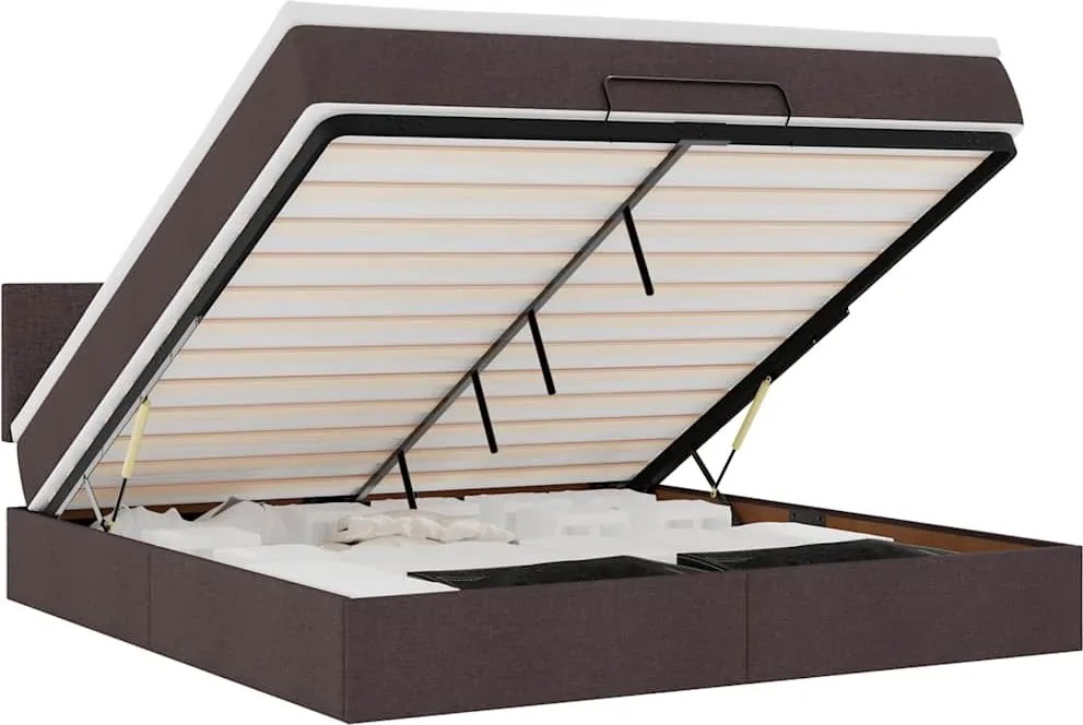 vidaXL Cadru de pat otoman cu saltea țesătură maro închis 160x200cm