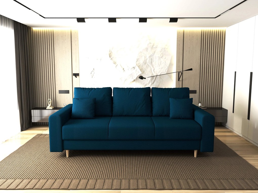 Canapea extensibilă dumonde cu ladă de depozitare si sezut confortabil din spuma high-density, Kronos Enjoy Petrol 210x100 cm