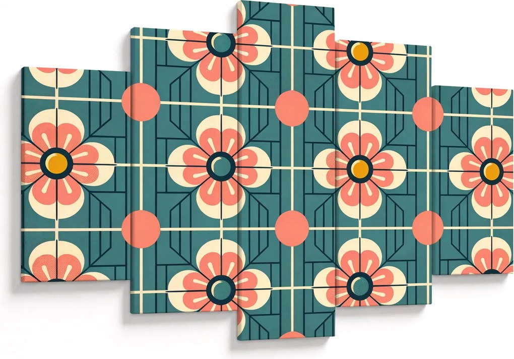 Tablou - Model retro cu flori (150x105 cm)