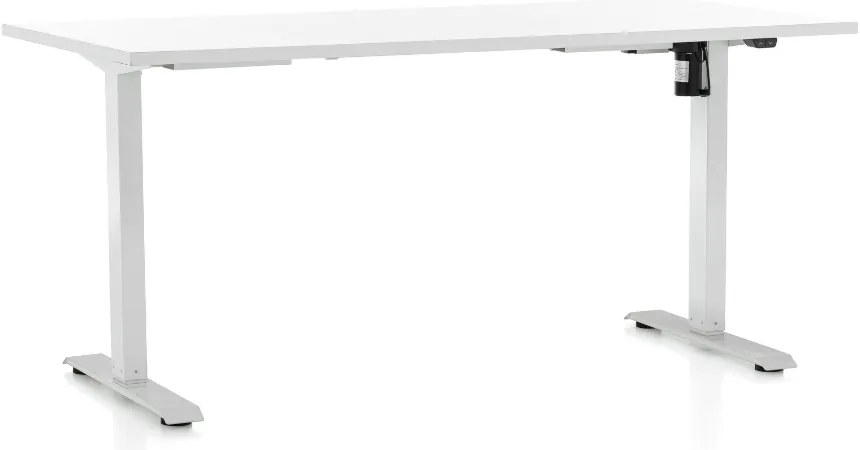 Masa inaltime reglabila OfficeTech A, 160 x 80 cm, bază albă, alb