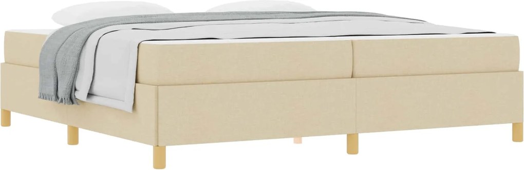 vidaXL Cadru de pat cu saltea Crem 200 x 200 cm țesătură