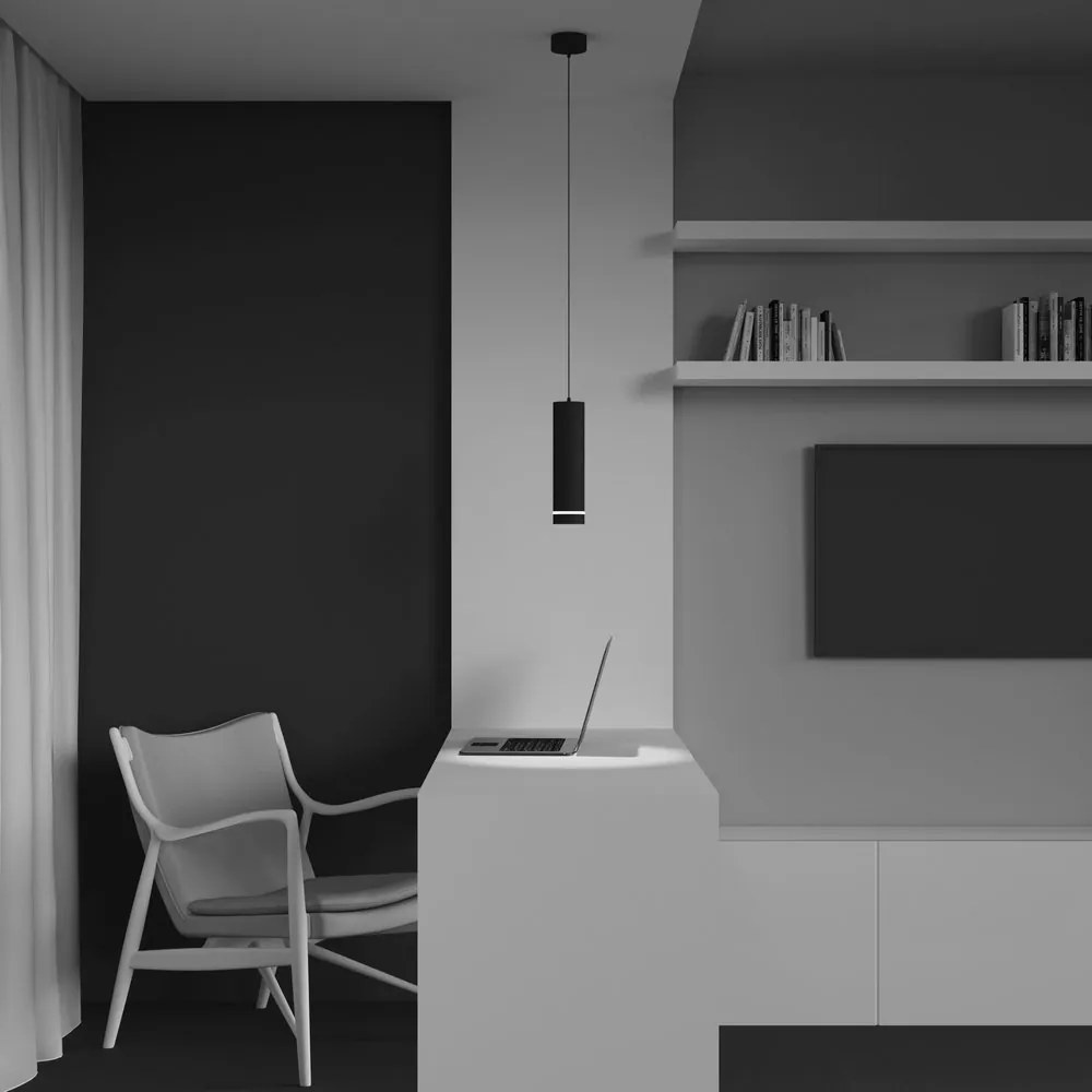 Pendul LED iluminat design tehnic Orlo D-7,9cm negru