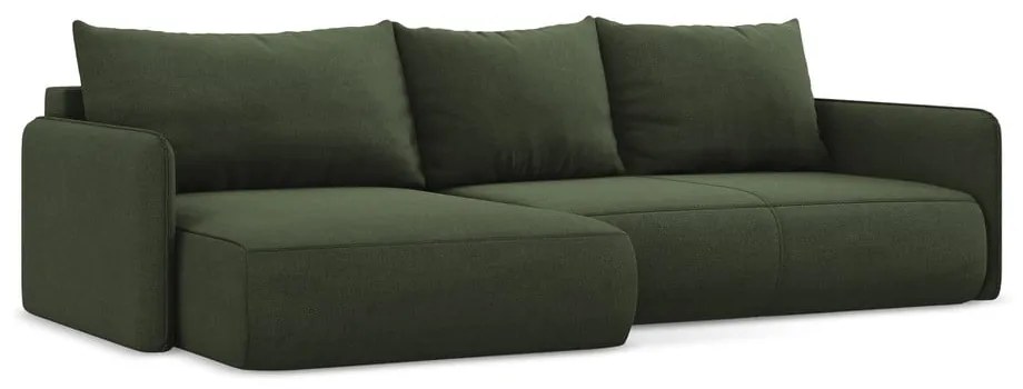 Colțar verde extensibil/cu spațiu de depozitare (cu colț pe partea stângă) Nanea – Makamii