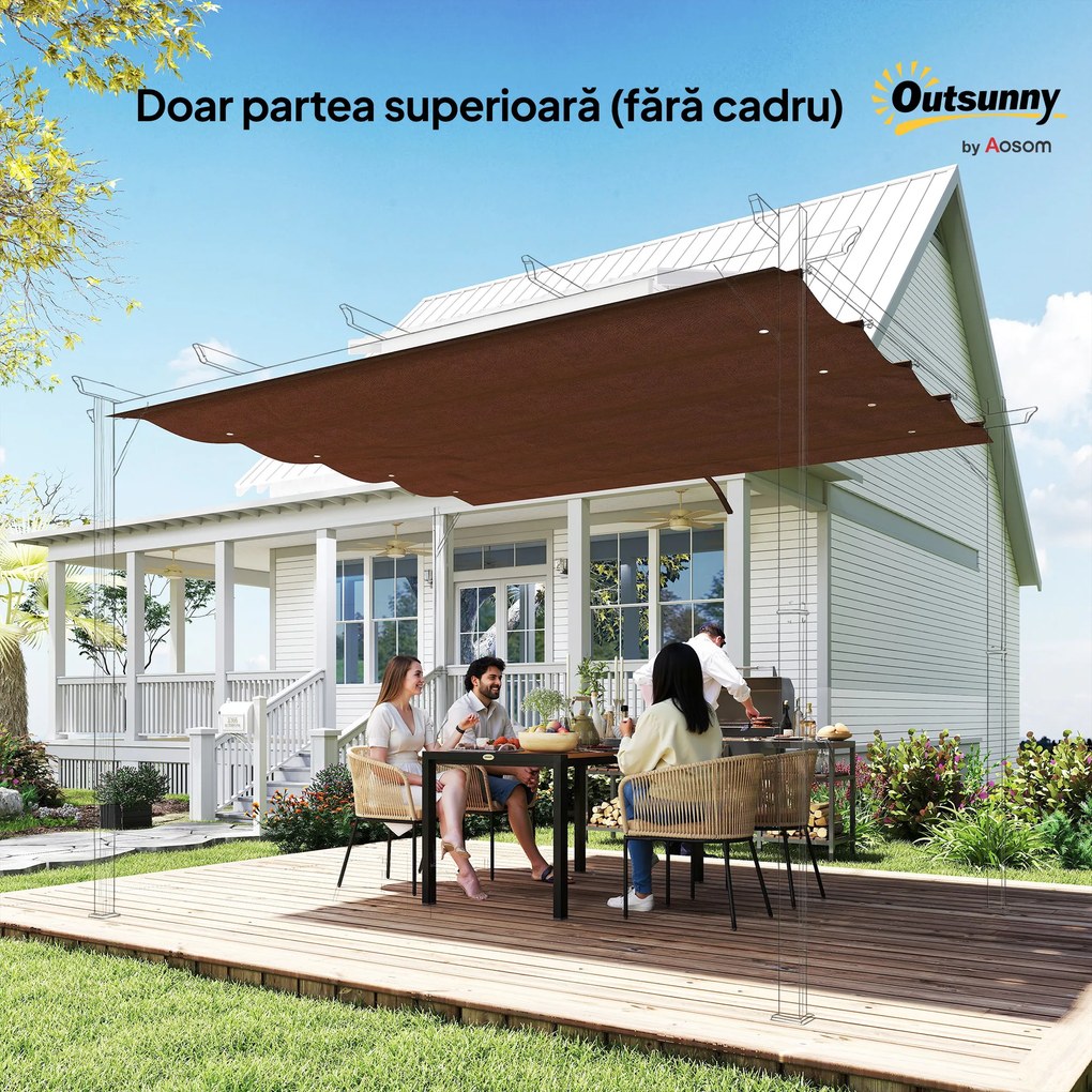 Outsunny Acoperiș Pergolă, Copertină Retractabilă pentru Soare, Protecție UV30+, 3 x 2.15m, Gri Închis | Aosom Romania