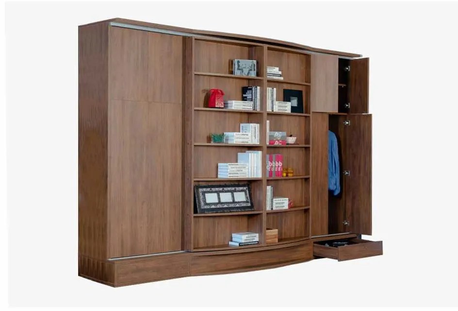 Pat rabatabil dublucu biblioteca si dulapuri - SLIDING SUIT (SUIT BED) 140X200 - Alb Mat