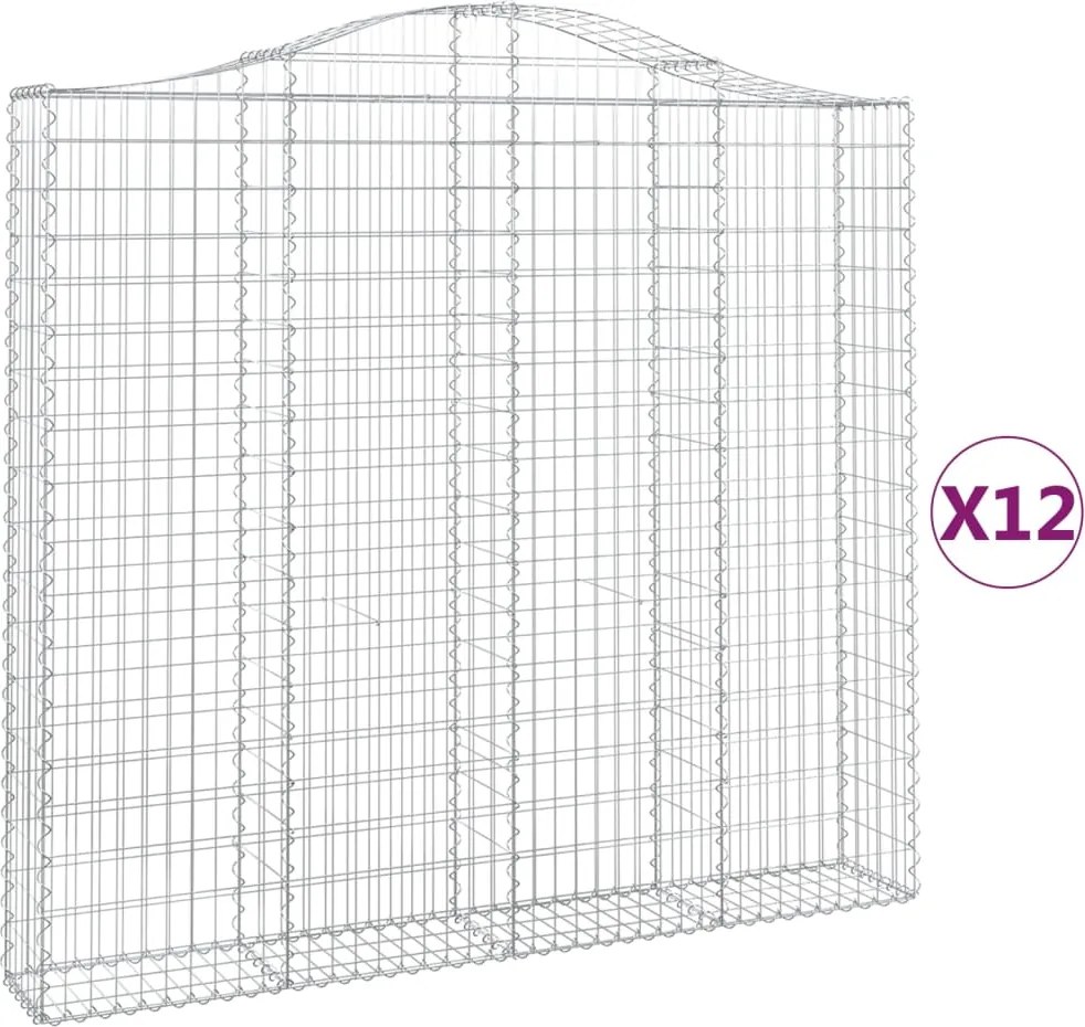 vidaXL Coșuri gabion arcuite 12 buc, 200x30x180/200cm, fier galvanizat