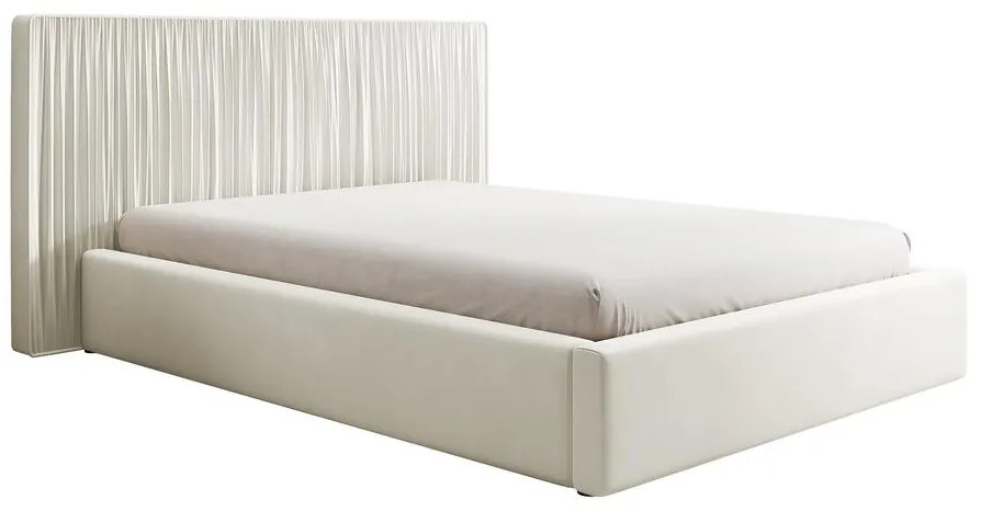 Pat matrimonial 140 cm Thala 140 (cu somieră) (cu sp. depozitare) (crem + negru). 1099738