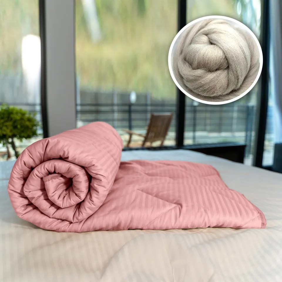 Pilotă matlasată lână Damasc 100% Natural – iarnă (Pudra)