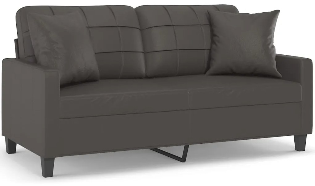 3152958 vidaXL Canapea cu 2 locuri, perne&pernuțe gri 140 cm piele ecologică