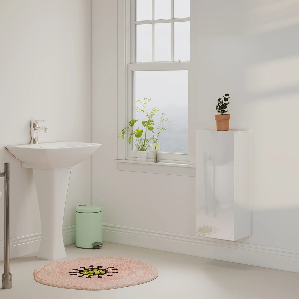 HOMCOM Dulap de Baie Suspendat cu Ușă Fără Mâner, 2 Rafturi Reglabile din Sticlă, Mobilier Suspendat Multifuncțional, 30x23,4x71,2 cm, Alb Lucios | Aosom Romania