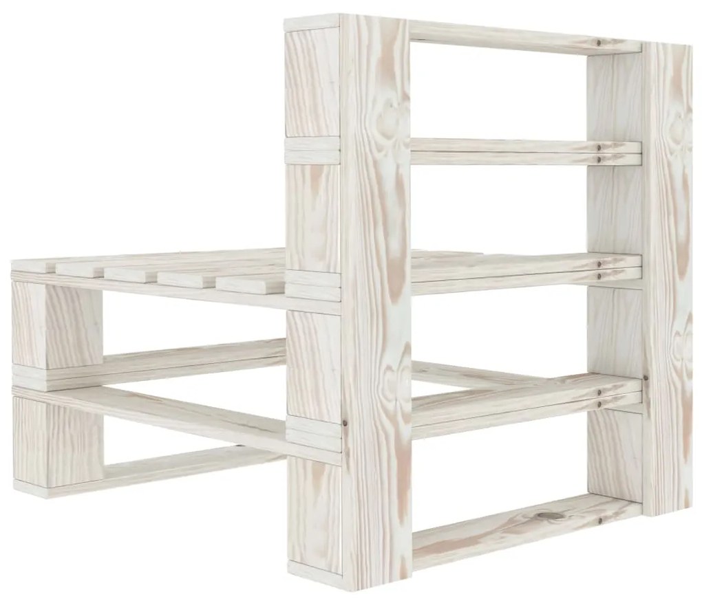 Set mobilier de gradina din paleti, 6 piese, alb, lemn Alb, 1