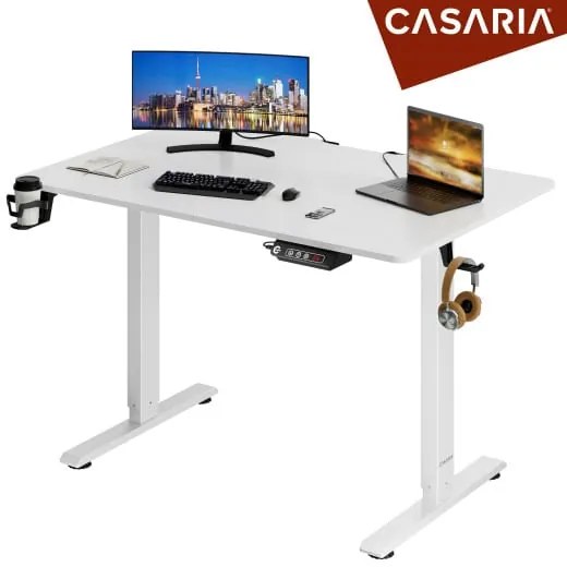 Deuba Birou de birou alb cu inaltime reglabila - 110x60x118 cm