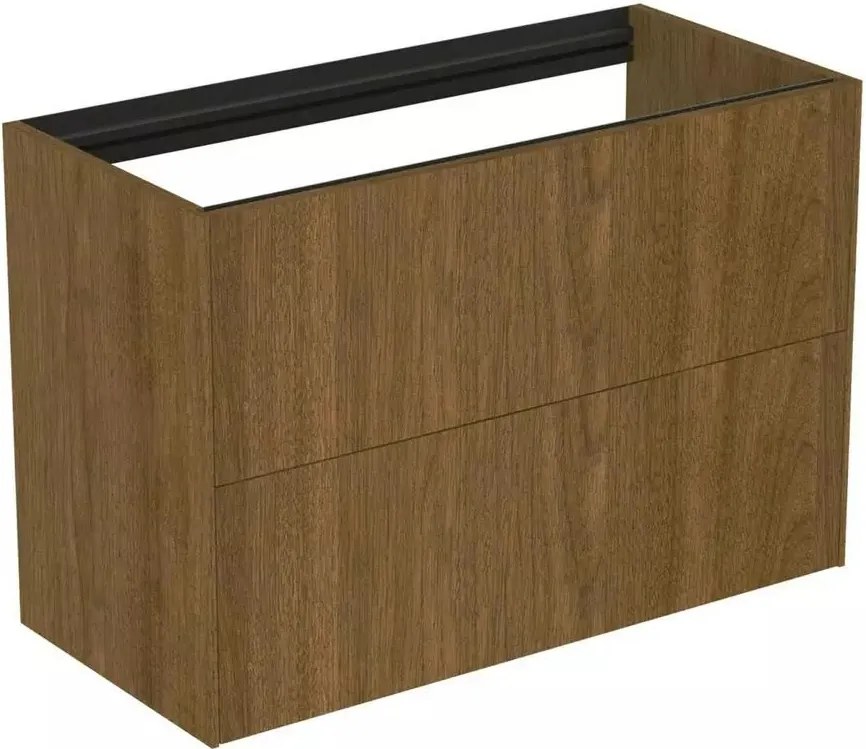 Dulap baza suspendat Ideal Standard Atelier Conca 2 sertare 80 cm finisaj nuc inchis