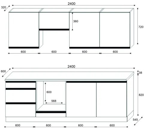 Bucătărie MARINA 240 cm, stejar craft