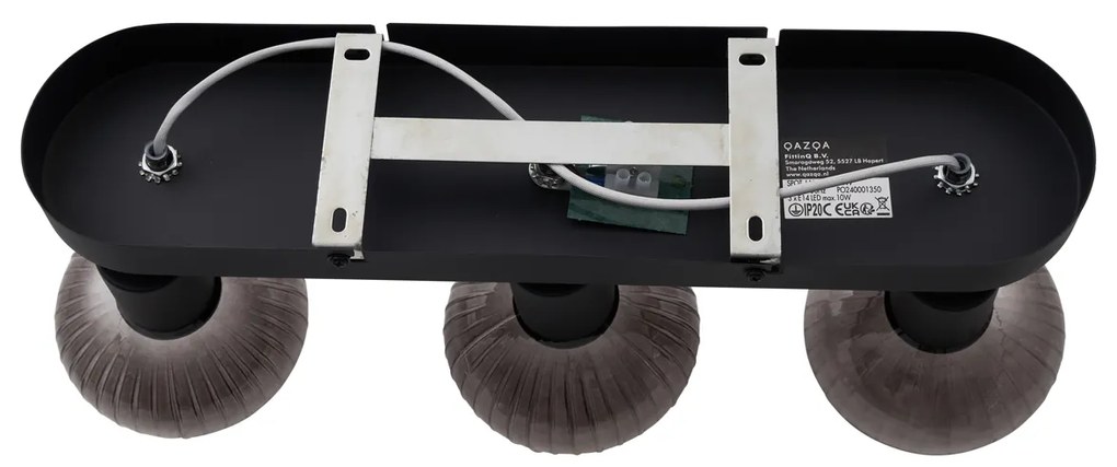 Spotlight plafon rotund negru cu sticlă fumuriu 3 lumini - Teddy