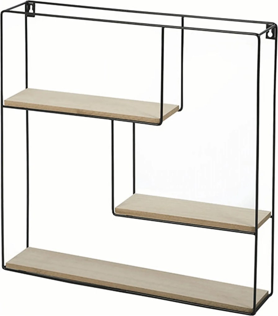 Raft DESIO TYPUL 1, stejar natural/negru, lemn/metal, 50x10x50 cm