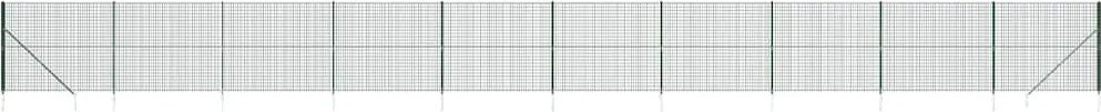 vidaXL Gard plasă de sârmă cu țăruși de fixare, verde, 2x25 m