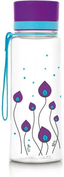 Sticlă din plastic reutilizabilă Equa Purple Leaves, 0,6 l
