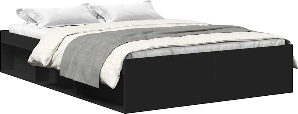 vidaXL Cadru de pat dublu, negru, 135x190 cm