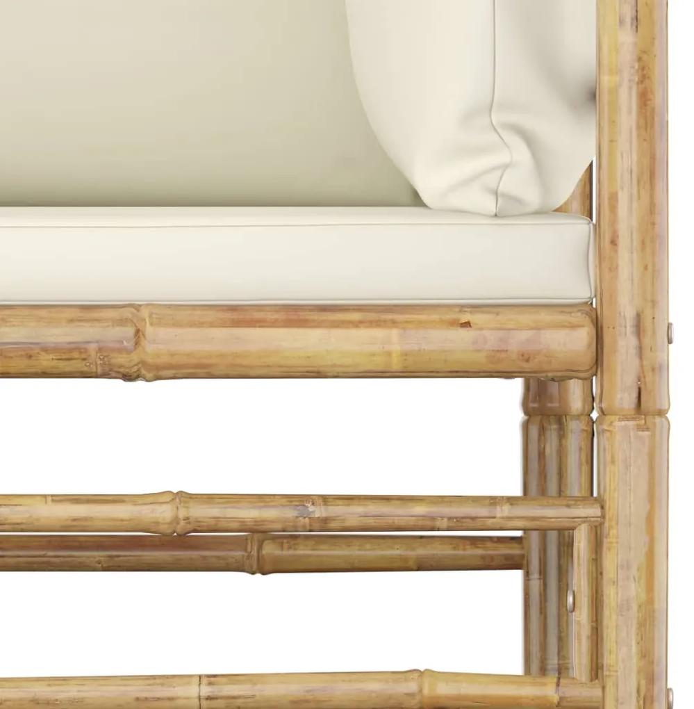 Set mobilier de gradina, 2 piese, perne alb crem, bambus 1, Alb, colt + masa