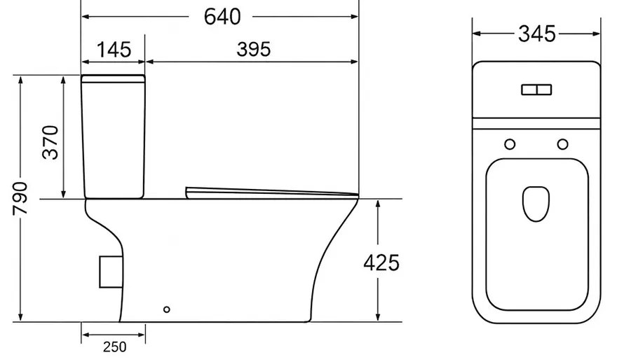 Toaletă compactă monobloc Nile cu scaun cu închidere moale și spălare din spate