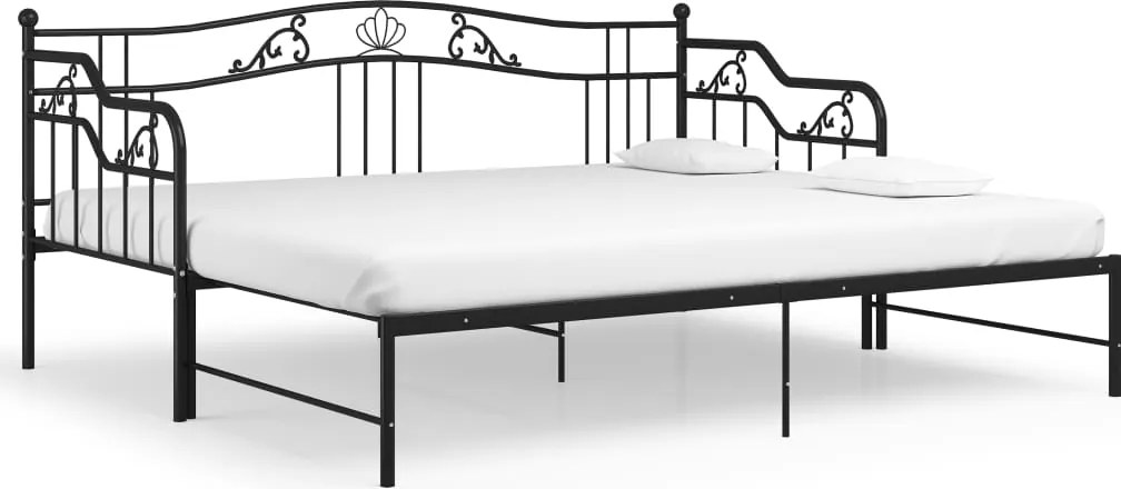 vidaXL Cadru pat canapea extensibilă, negru, 90x200 cm, metal