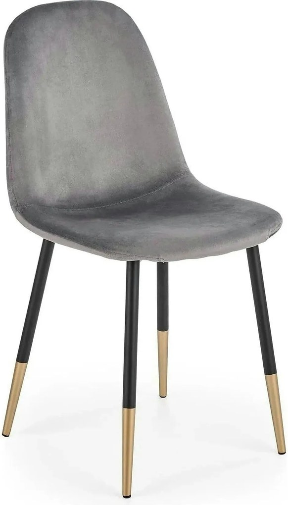 Scaun tapitat K379, gri/negru, stofa catifelata/metal, 45x48x88 cm